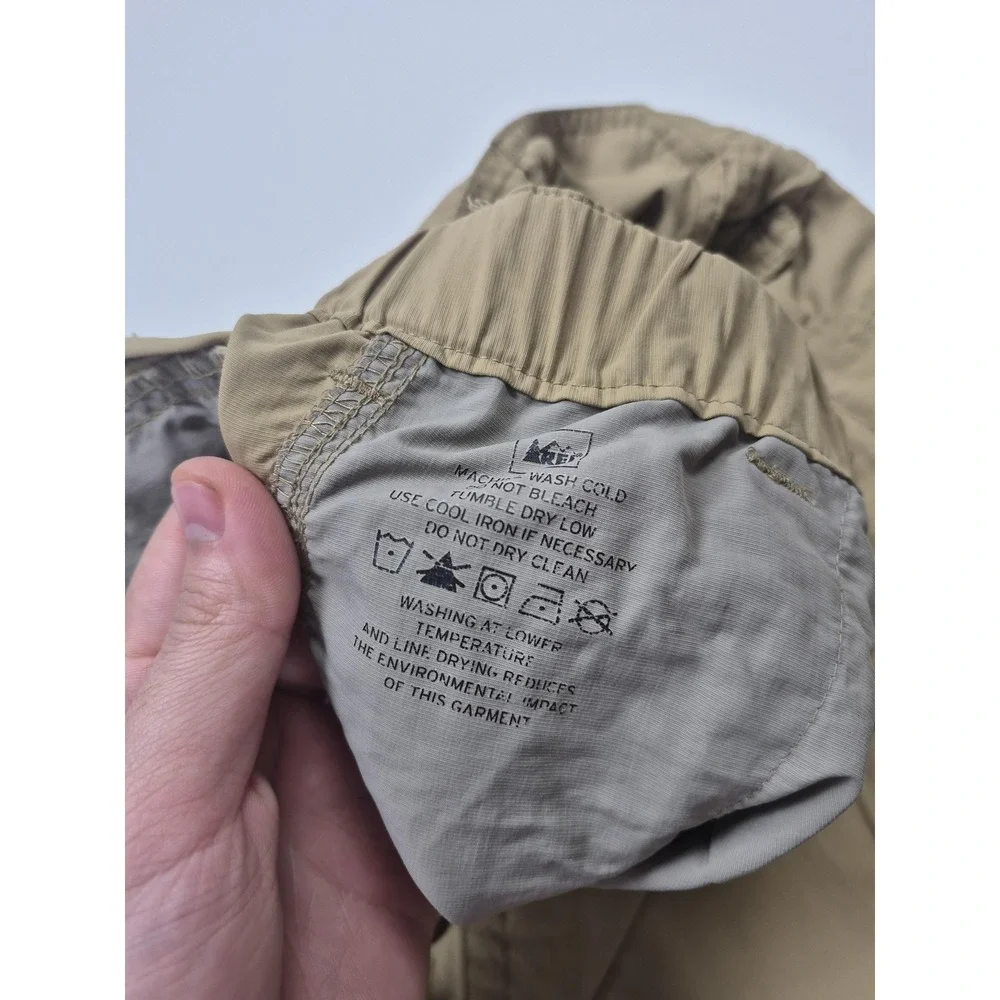 REI Convertible Pants Mens 32x32 Beige Nylon Zip Off Hiking UPF 50+ Outdoor